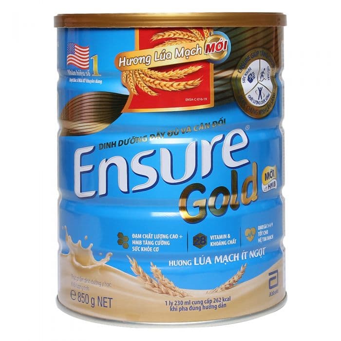 Sữa Ensure Gold ít ngọt hương lúa mạch 850g