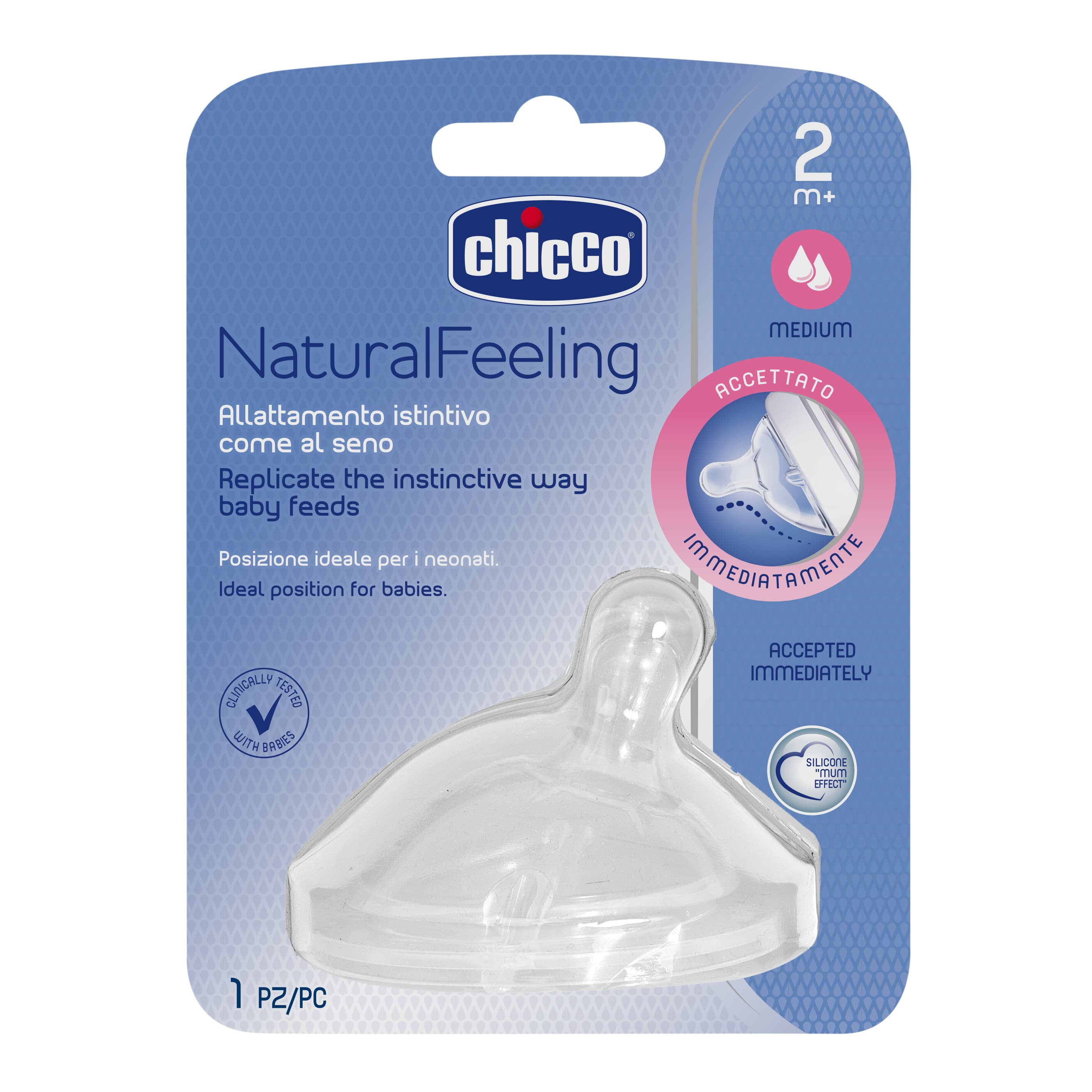 Núm ty nghiêng Pisa Natural Feeling chảy trung bình Chicco 2M+ 115272