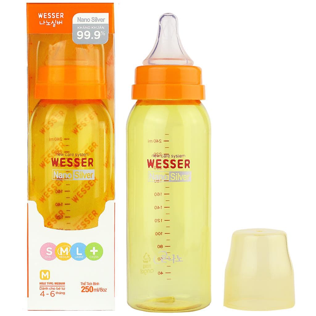 Bình Sữa Wesser Nanno Siliver Kháng Khuẩn 250ml