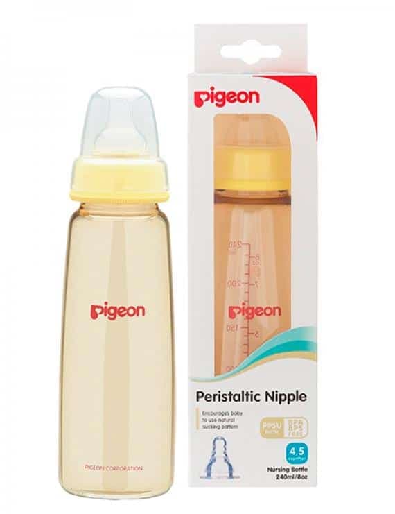 Bình Sữa Pigeon Nhưa PPSU Cổ Hẹp 240ML Vàng