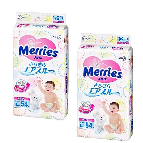 Combo 2 Bỉm Merries Dán L 54