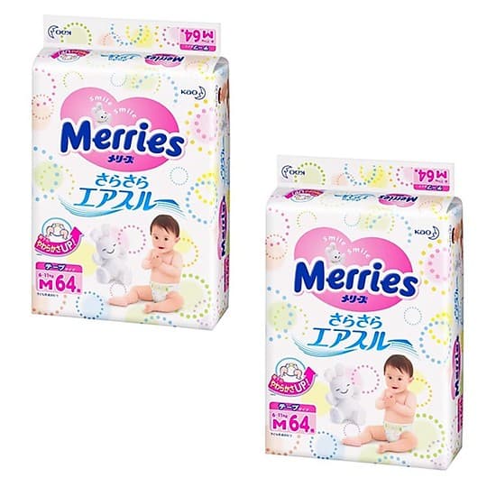 Combo 2 Bỉm Merries Dán M 64