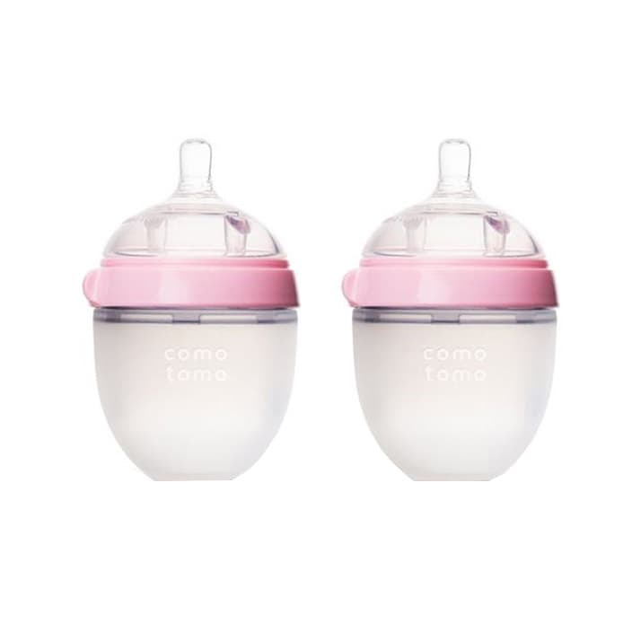 Bộ Hai Bình Sữa Silicone Comotomo 150ml - Hồng