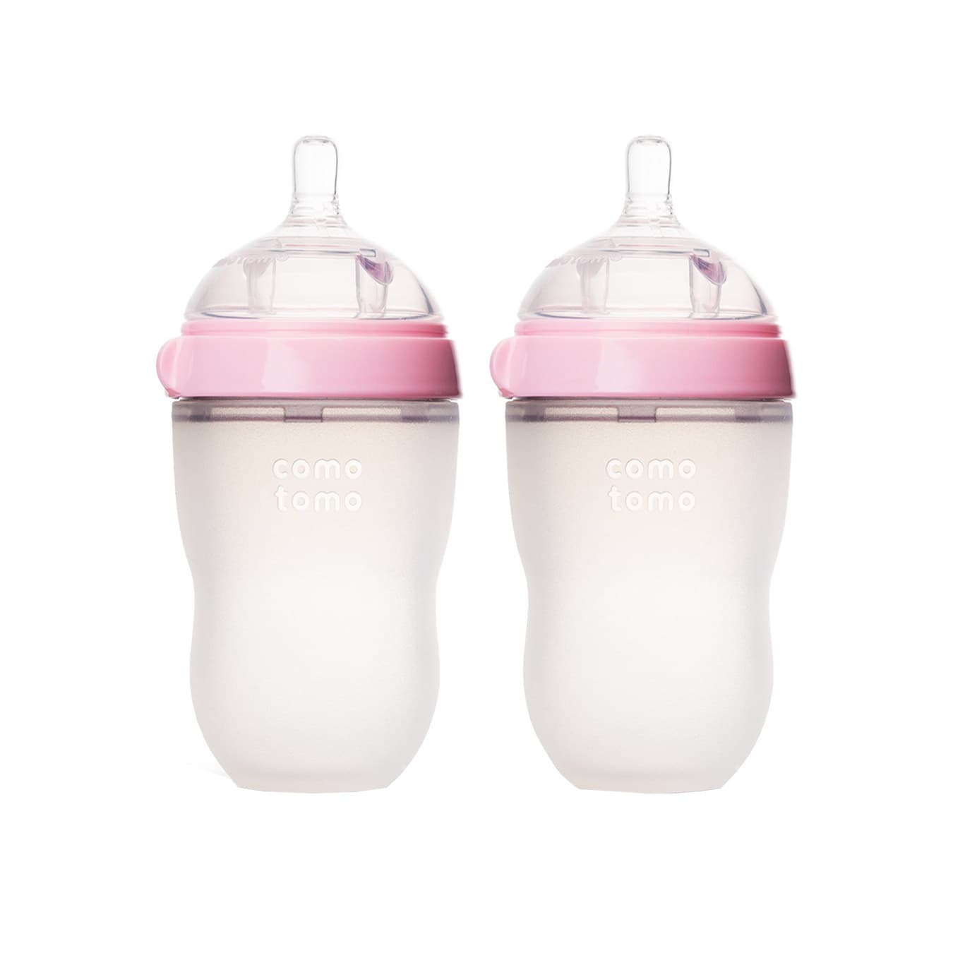 Bộ Hai Bình Sữa Silicone Comotomo 250ml - Hồng
