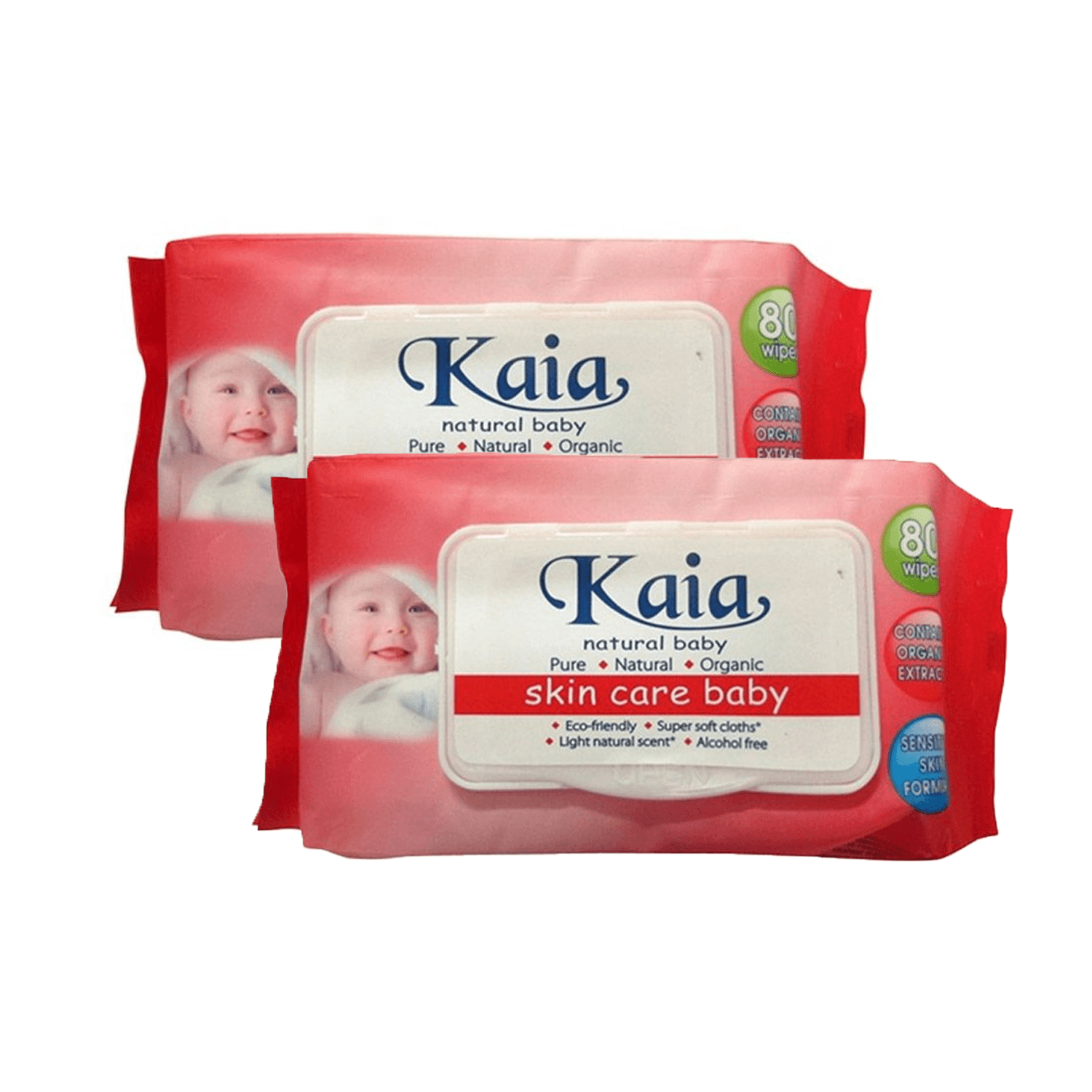 Combo 2 Bịch Khăn Ướt KaiA 80 Tờ (Màu Đỏ)