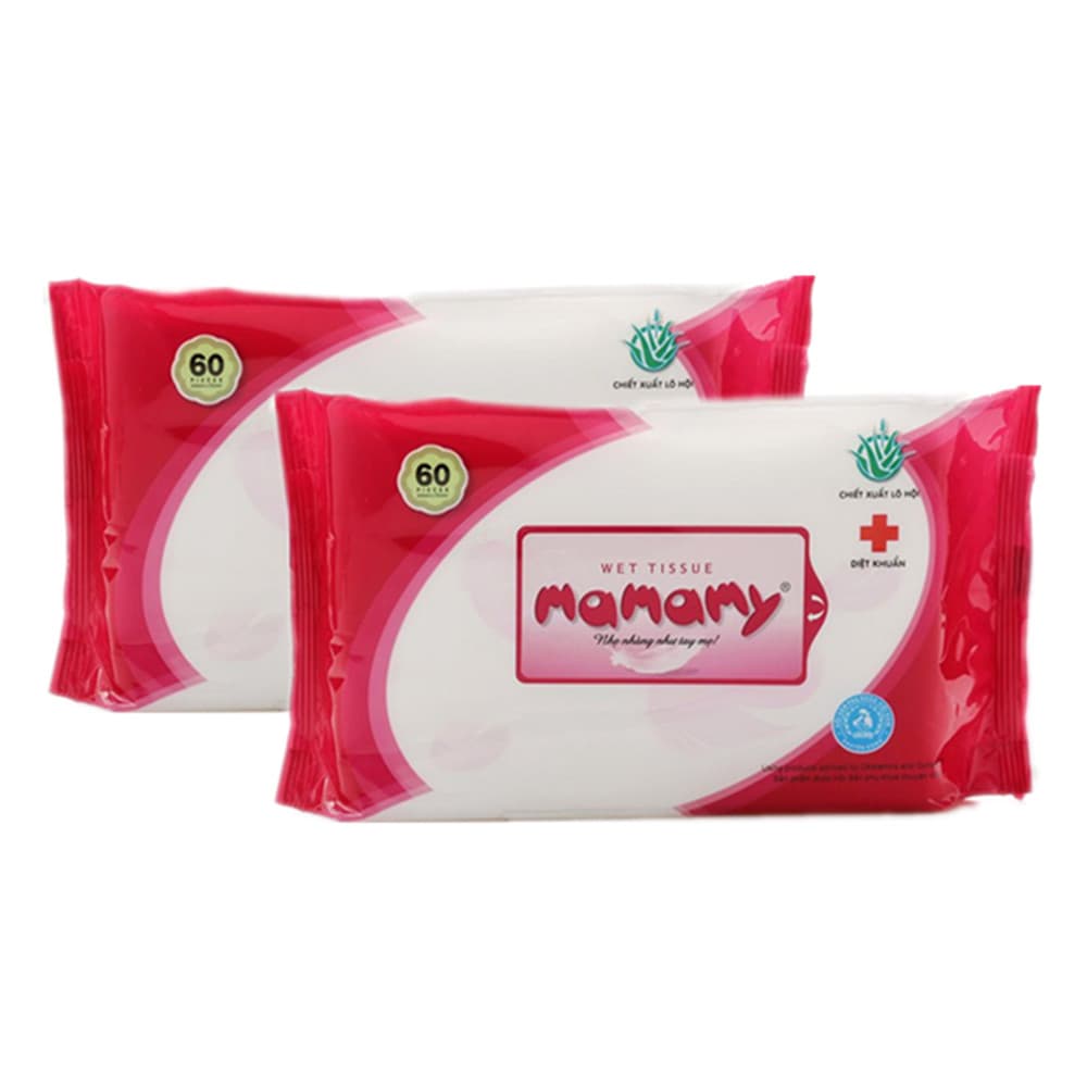 Combo 2 Gói Khăn Ướt Mamamy 60 Tờ Hương Tự Nhiên