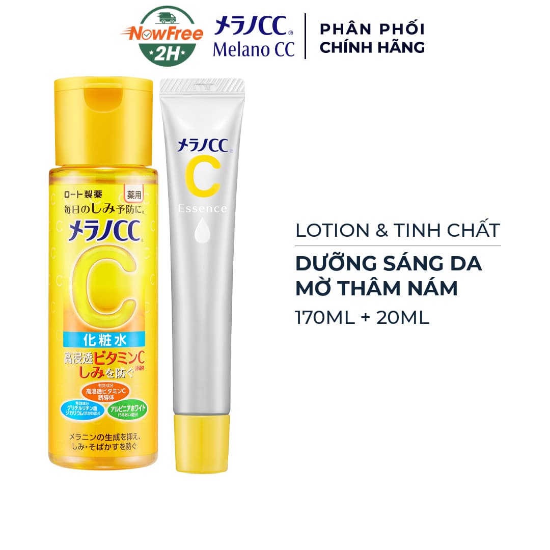 Combo Melano CC Lotion 170ml + Tinh Chất 20ml Dưỡng Sáng Da, Mờ Thâm Nám