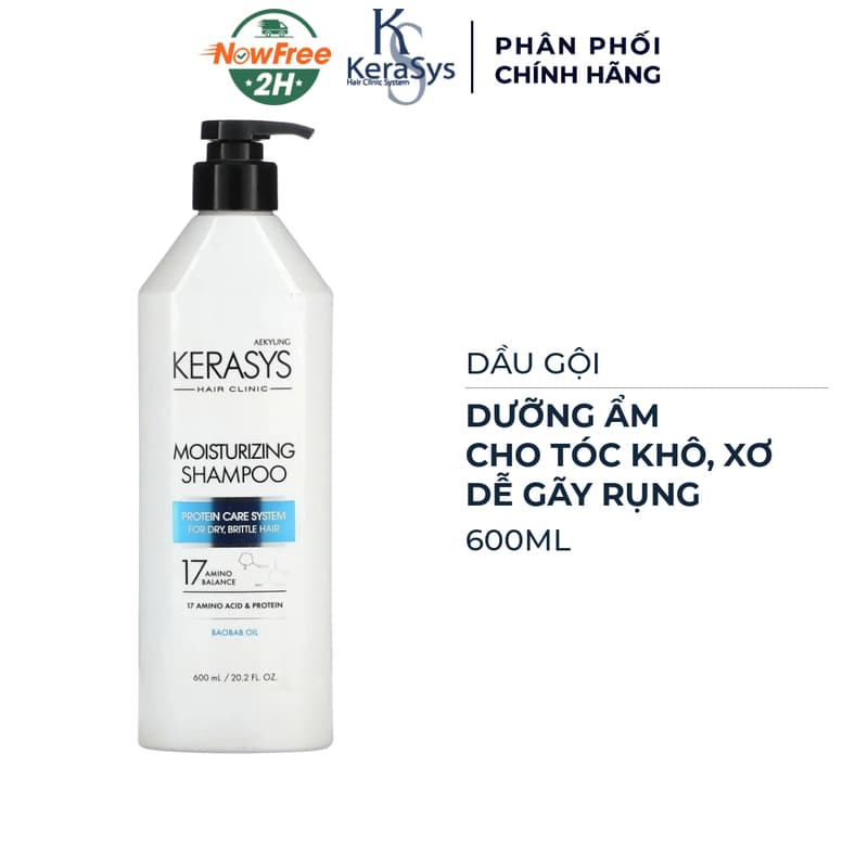 Dầu Gội KeraSys Dưỡng Ẩm Cho Tóc Khô, Xơ, Dễ Gãy Rụng 600ml