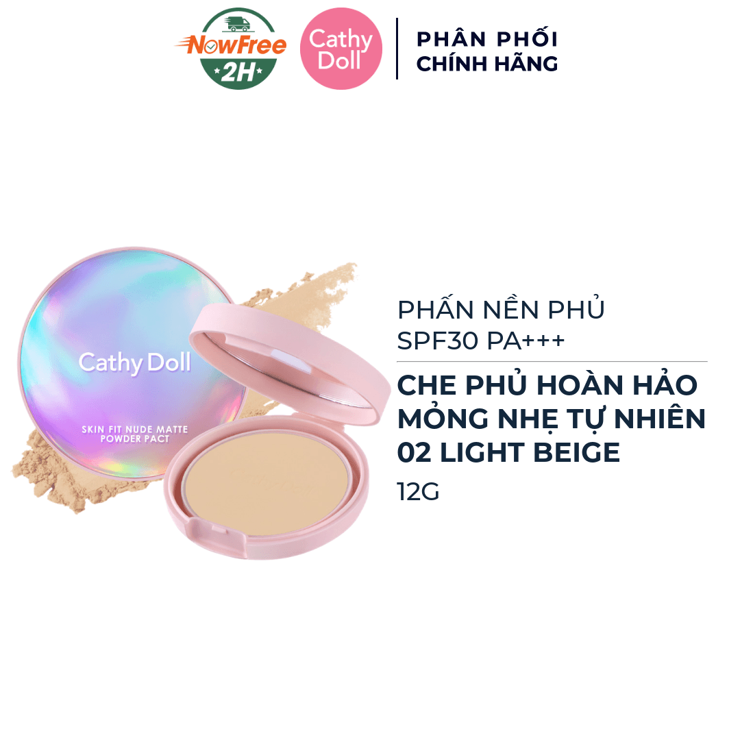 Phấn Nền Phủ Cathy Doll Mịn Lì 02 Light Beige 12g