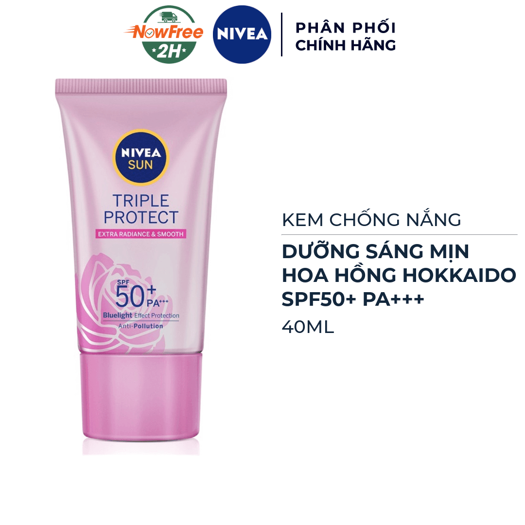Kem Chống Nắng Nivea Dưỡng Sáng Mịn Hoa Hồng Hokkaido 40ml