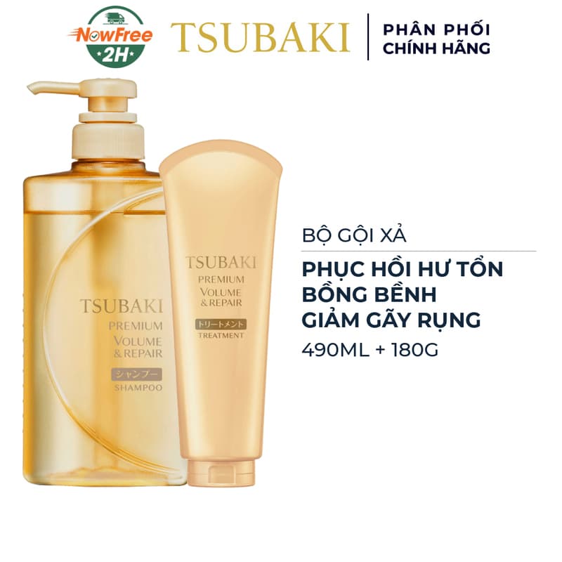 Bộ Gội Xả Tsubaki Phục Hồi Ngăn Rụng Tóc 490ml+180g