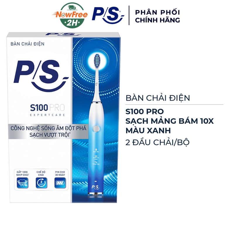 Bàn Chải Điện P/S S100 Pro Sạch Mảng Bám Tới 10X Màu Xanh