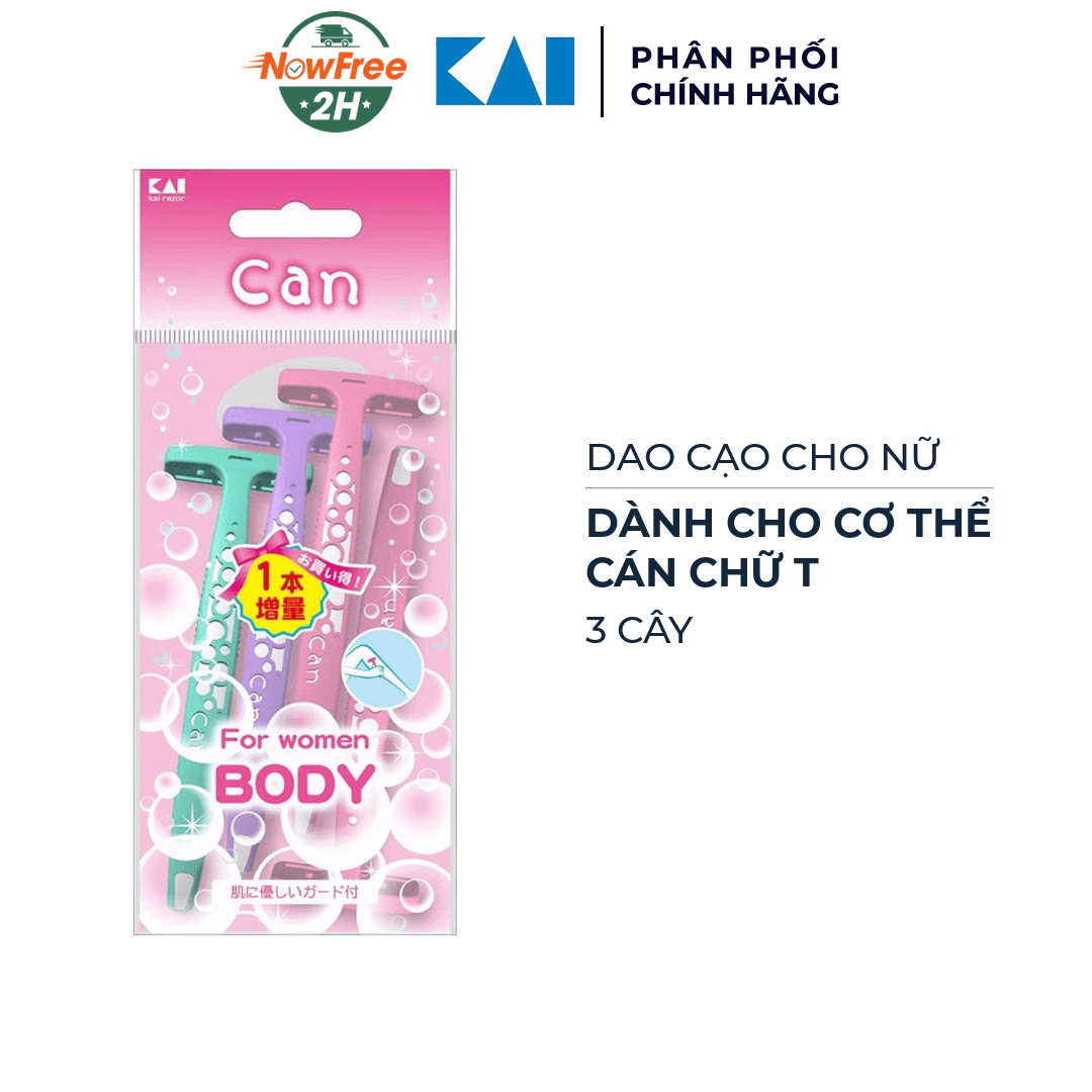 Dao Cạo Nữ KAI Dành Cho Cơ Thể Cán Chữ T (3 Cây)