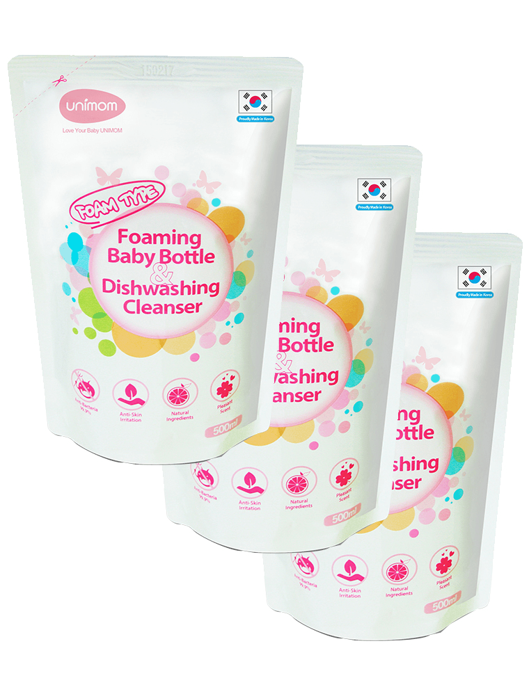 Combo 3 gói Nước Rửa Bình Sữa Unimom Túi 500ml Hàn Quốc