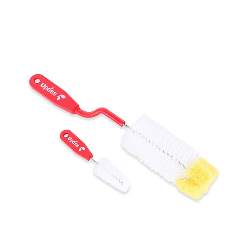 Bộ cọ rửa bình sữa quay 360 độ có đầu mút mềm (màu đỏ)UP7004CD