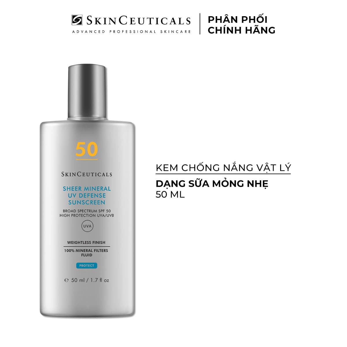 [HSD 09/2024] Kem Chống Nắng SkinCeuticals Vật Lý Dạng Sữa Mỏng Nhẹ 50ml