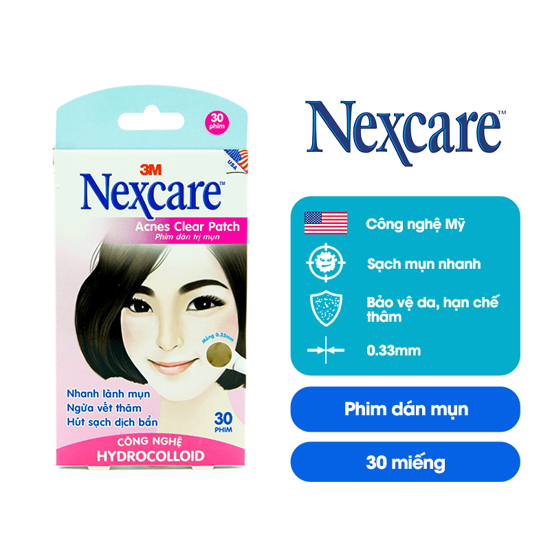 Miếng Dán Mụn Nexcare 3M TA030 Dạng Phim 30 Miếng