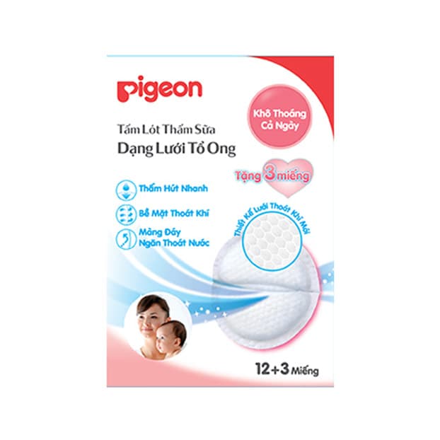 Tấm Lót Thấm Sữa Pigeon Dạng Lưới Tổ Ong 12+3M