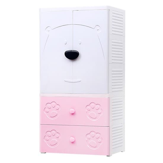 Tủ quần áo trẻ em cửa đôi hình gấu Royalcare 3 tầng màu hồng RC01193T-P