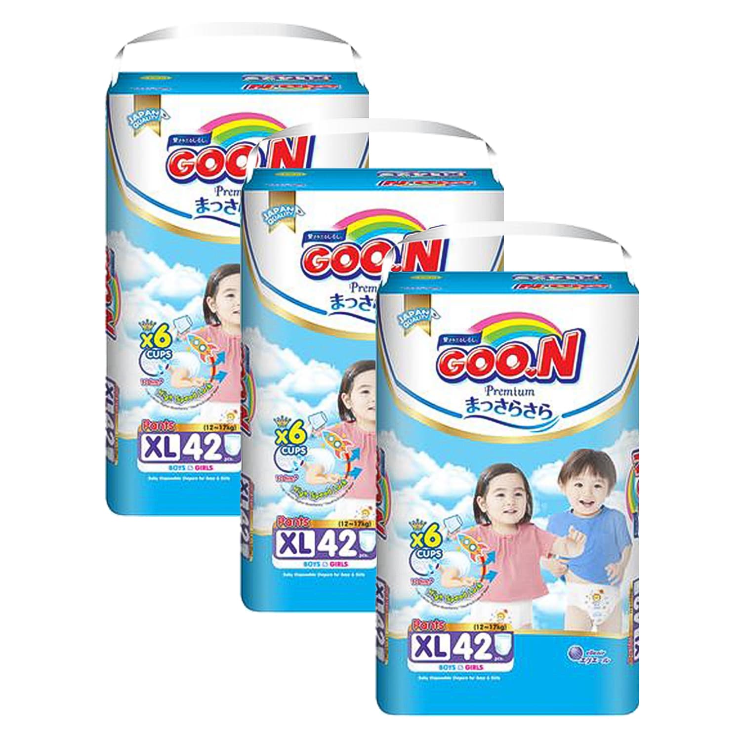 Combo 3 Tã quần Goon Premium size XL 42 miếng(cho bé 12 - 17KG)