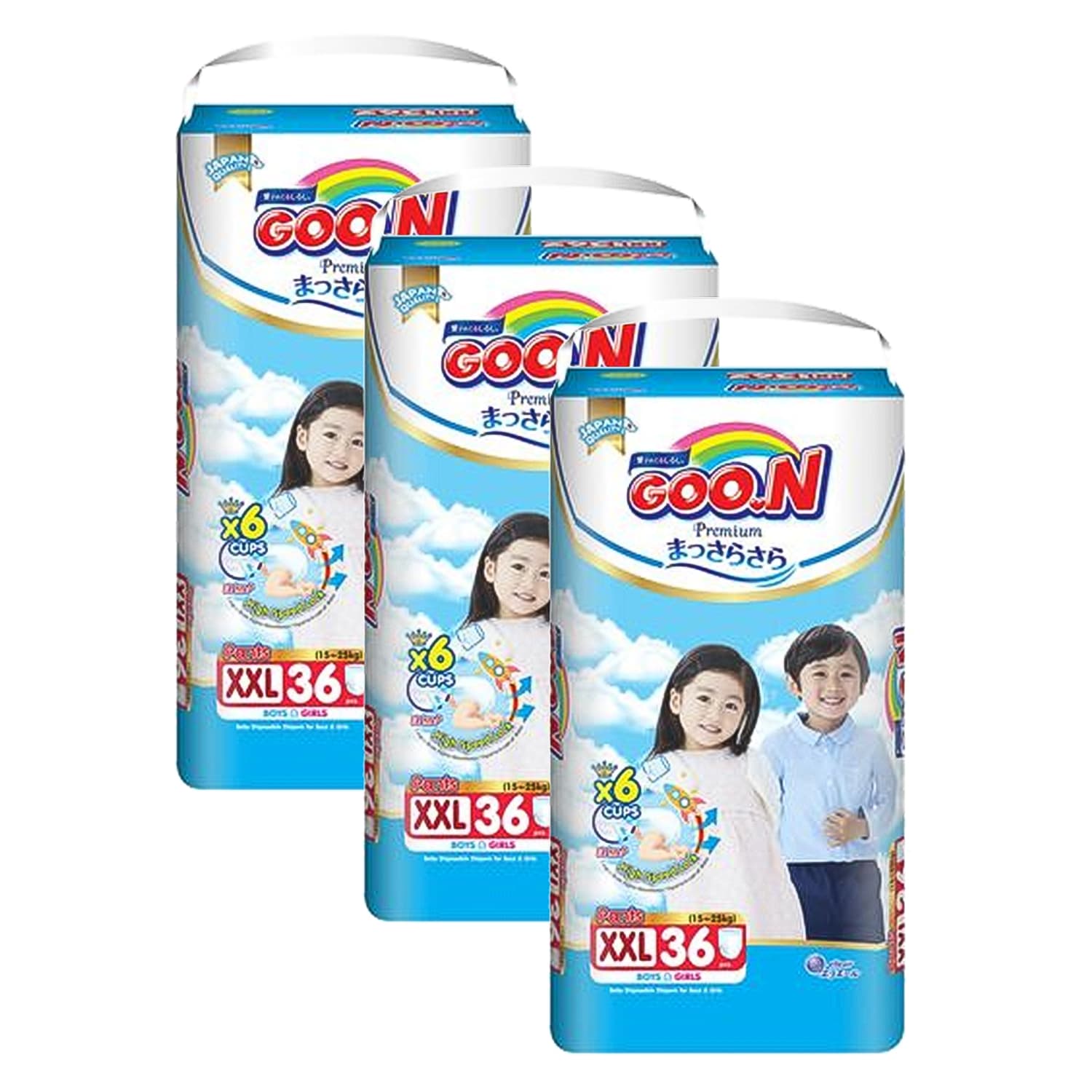 Combo 3 Tã quần Goon Premium size XXL 36 miếng(cho bé 15 - 25KG)