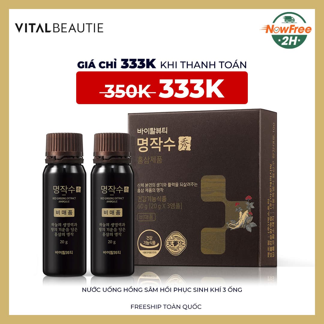 Nước Uống Hồng Sâm Vital Beautie Hồi Phục Sinh Khí 3 Ống