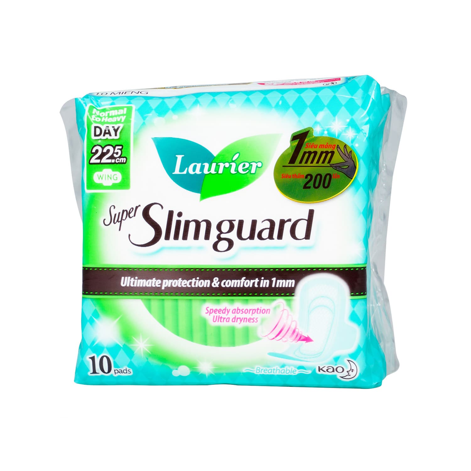 Băng Vệ Sinh Có Cánh Laurier Loại Siêu Mỏng 1mm Ban Ngày 22cm (10 Miếng)
