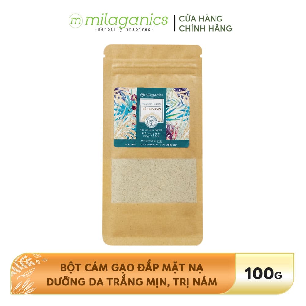 Bột Cám Gạo Milaganics Sáng Da, Mờ Thâm Túi Giấy 100g