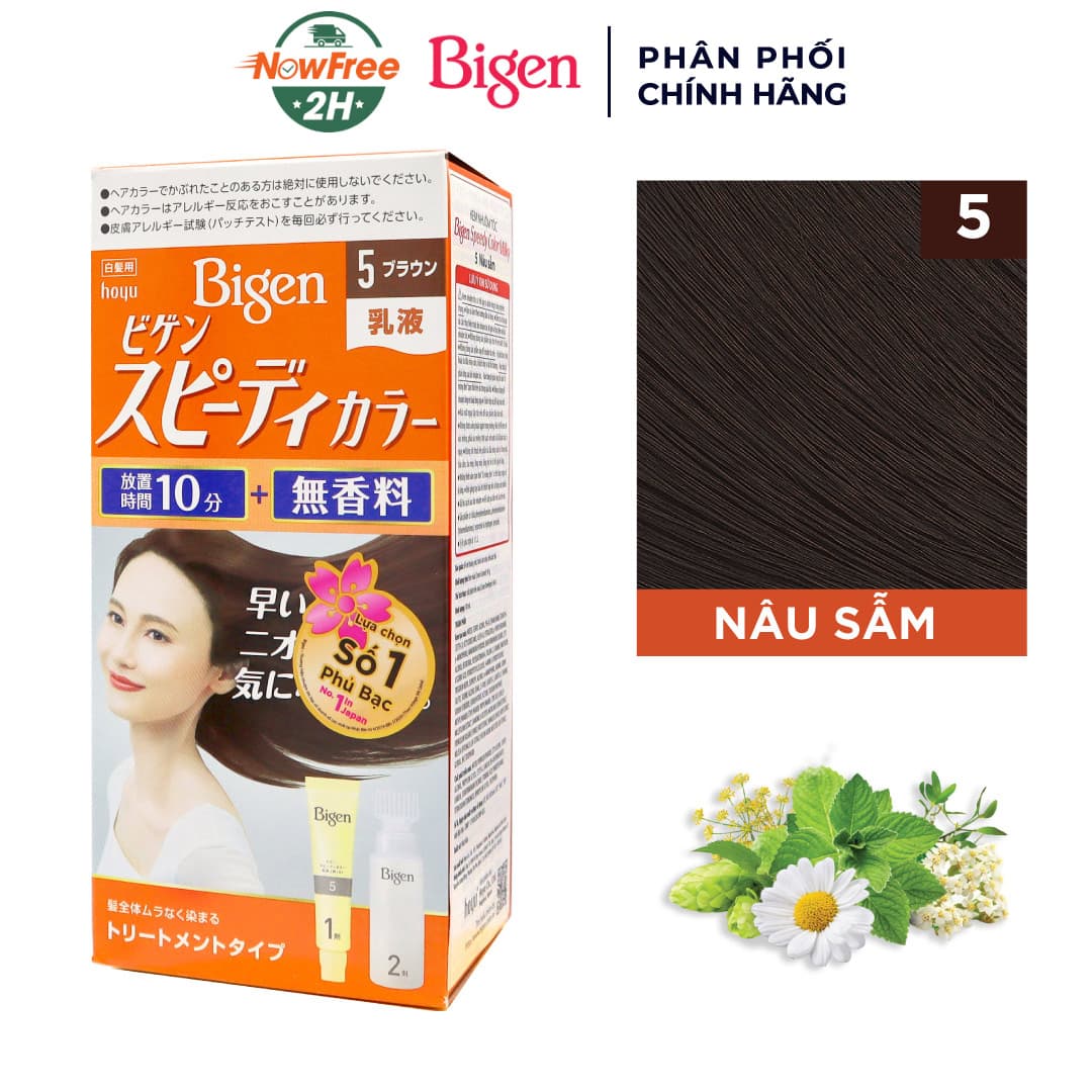 Kem Nhuộm Tóc Phủ Bạc Bigen #5 Màu Nâu Sẫm 80g
