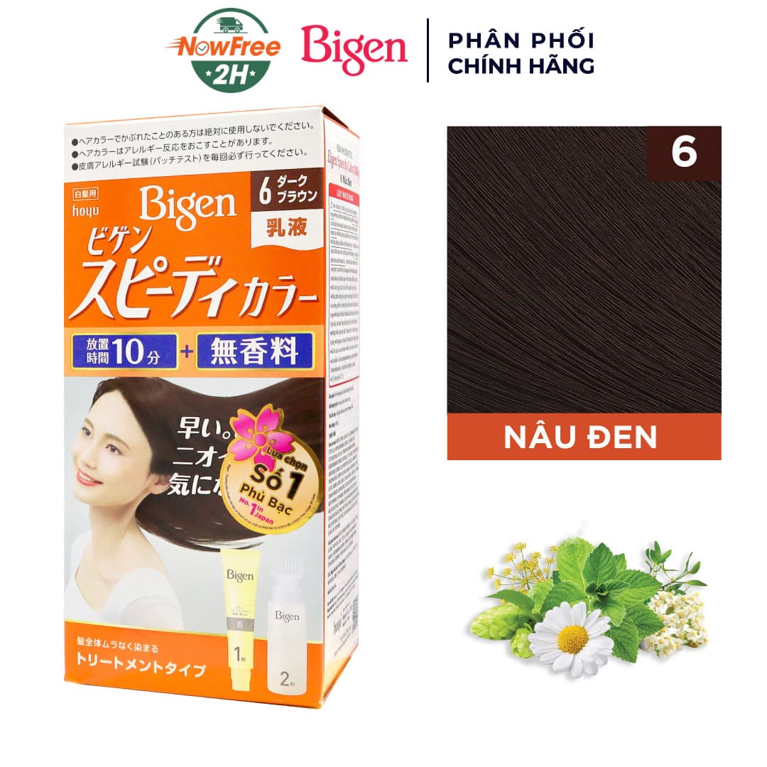 Kem Nhuộm Tóc Phủ Bạc Bigen #6 Màu Nâu Đen 80g