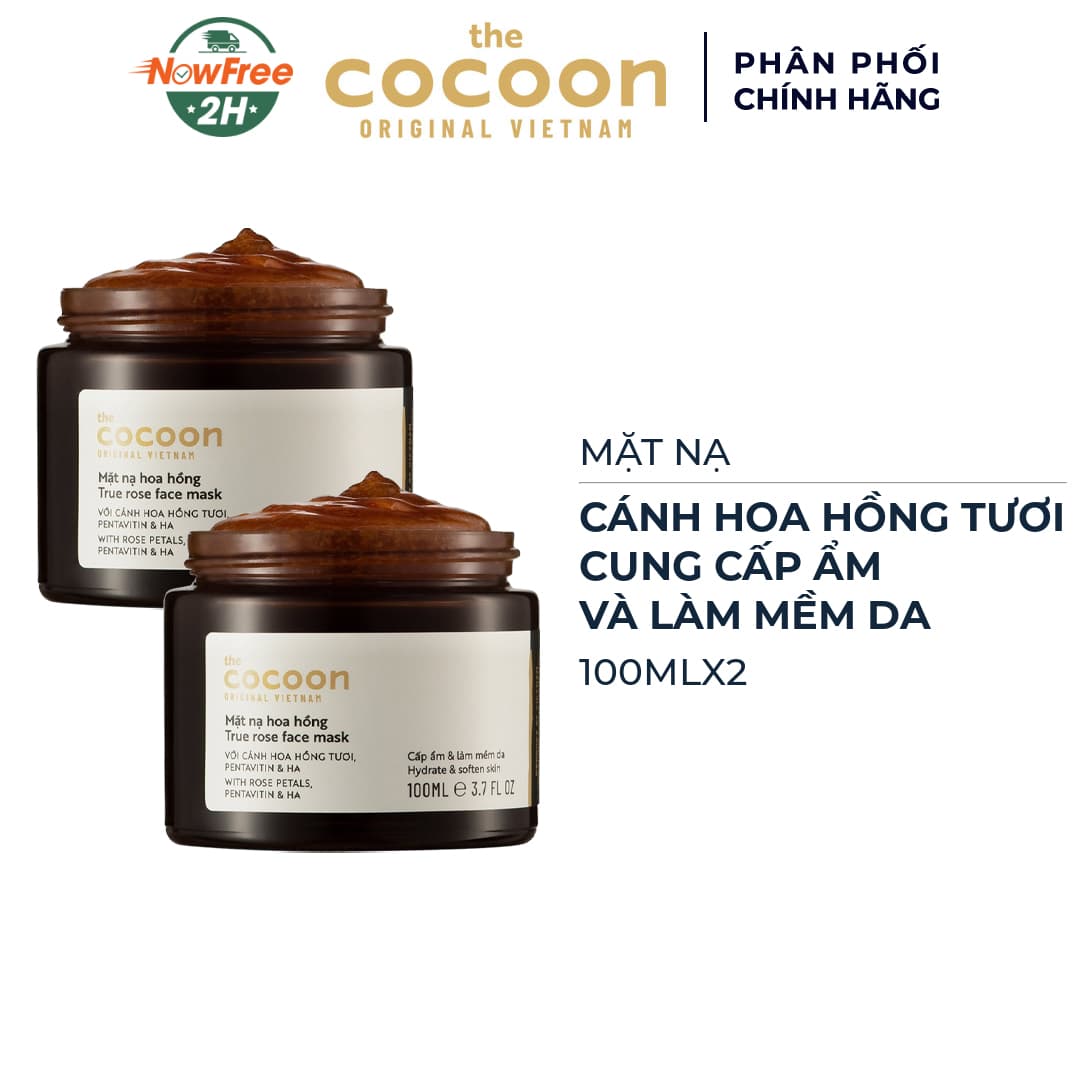 Combo Mặt Nạ Cocoon Dưỡng Ẩm, Làm Mềm Da Từ Hoa Hồng 2x100ml