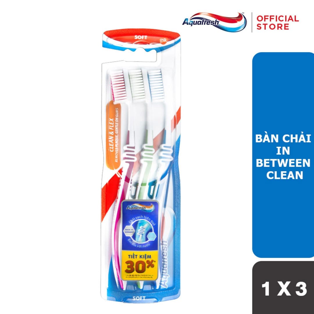 Bàn Chải Đánh Răng Aquafresh Clean & Flex Soft Triple 3 Cái