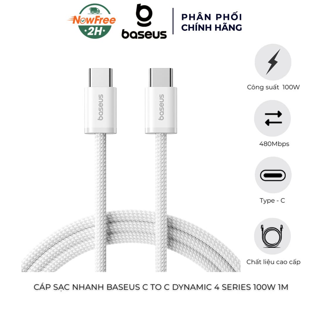 Cáp Sạc Nhanh Baseus C To C Dynamic 4 Series 100W 1m Màu Trắng