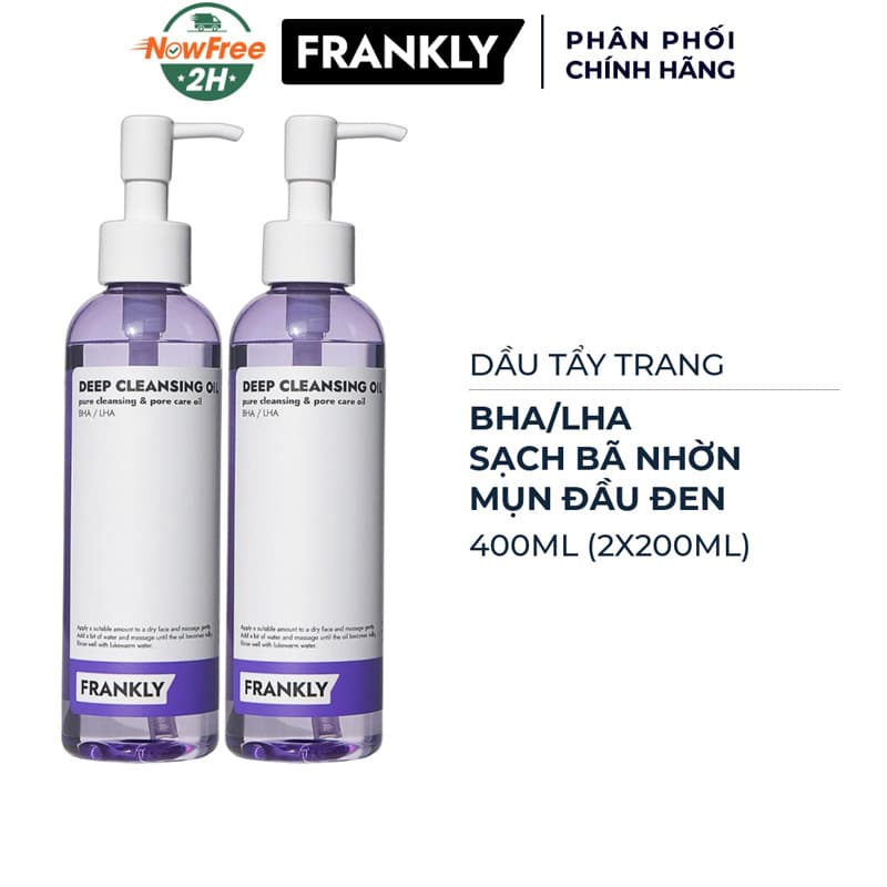 Combo 2 Dầu Tẩy Trang Frankly BHA/LHA Sạch Bã Nhờn, Mụn Đầu Đen 200ml