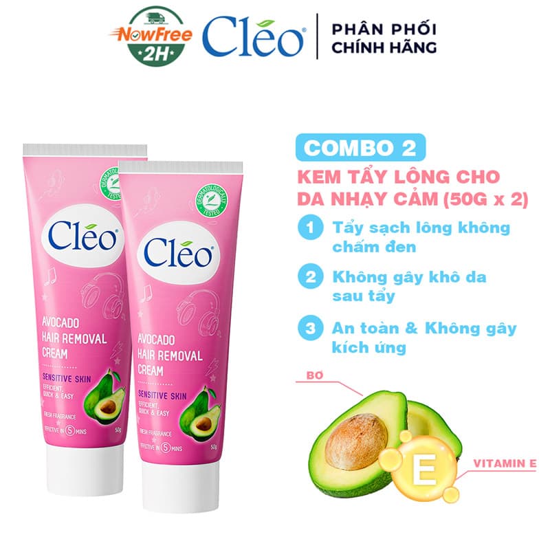 Combo 2 Kem Tẩy Lông Cléo Dành Cho Da Nhạy Cảm 50g