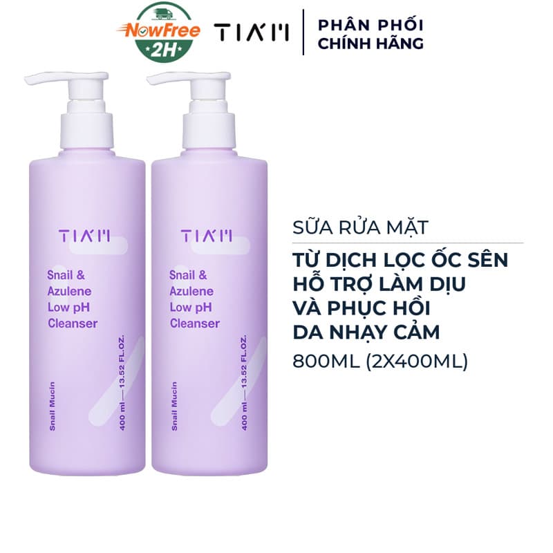 Combo 2 Sữa Rửa Mặt Tia'm Ốc Sên Làm Dịu & Phục Hồi Da 400ml