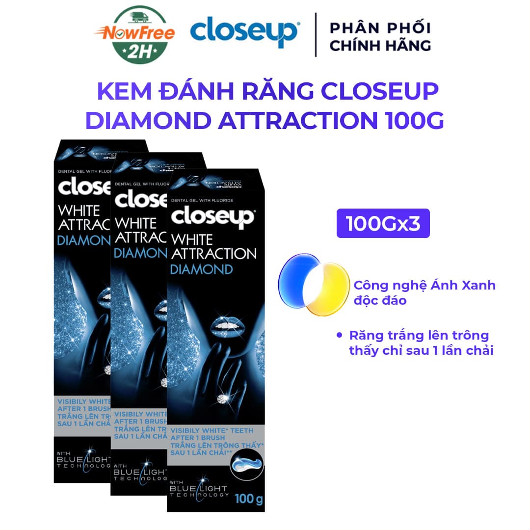 Combo 3 Kem Đánh Răng Closeup Diamond Attraction Trắng Răng 100g