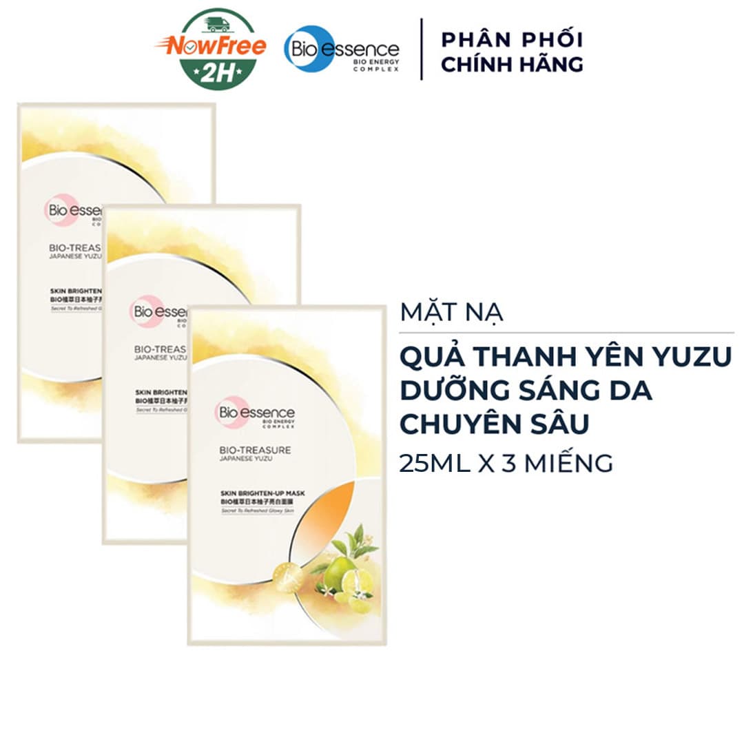 Combo 3 Mặt Nạ Bio-essence Quả Thanh Yên Yuzu Dưỡng Sáng Da 25ml