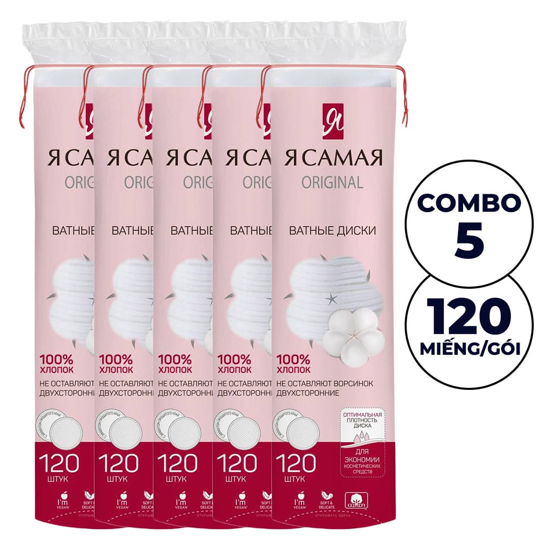 Combo 5 Bông Tẩy Trang Ya Samaya Cotton Pads 120 Miếng