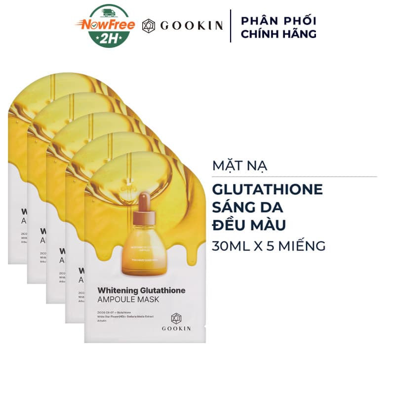 Combo 5 Mặt Nạ Gookin Glutathione Sáng Da Đều Màu 30ml