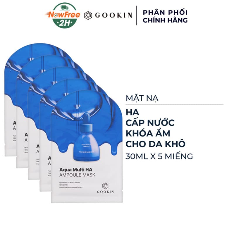 Combo 5 Mặt Nạ Gookin HA Cấp Nước, Khóa Ẩm Cho Da Khô 30ml