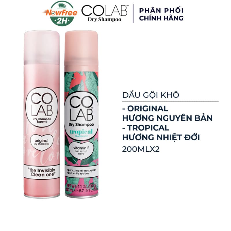 Combo Dầu Gội Khô Colab Original Hương Nguyên Bản 200ml + Tropical Hương Nhiệt Đới 200ml