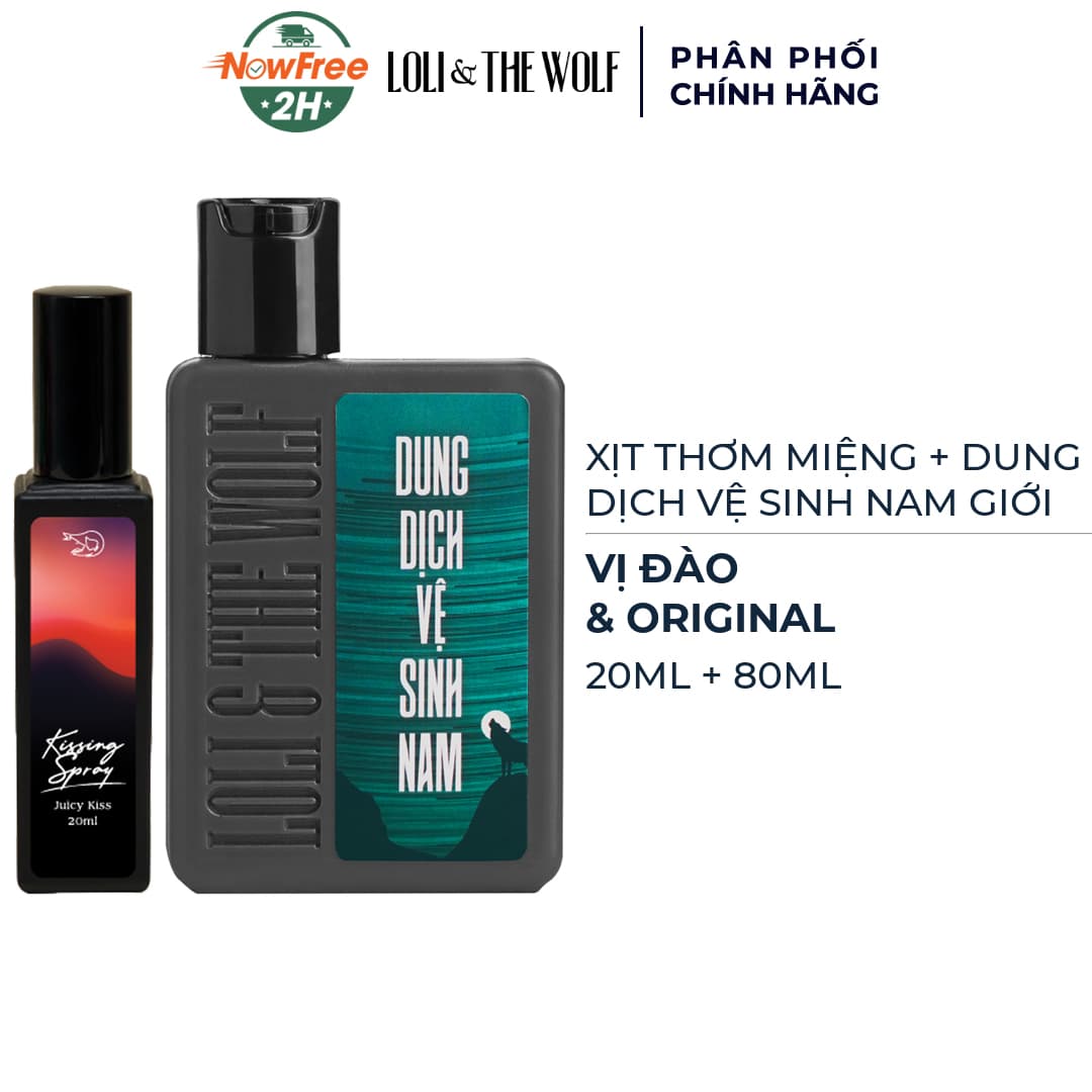 Combo Loli And The Wolf Xịt Thơm Miệng Vị Đào 20ml + Dung Dịch Vệ Sinh Nam Giới Original 80ml