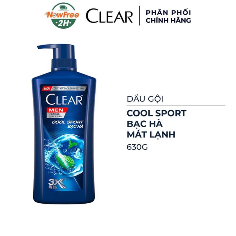 Dầu Gội Clear Men Cool Sport Bạc Hà 630g