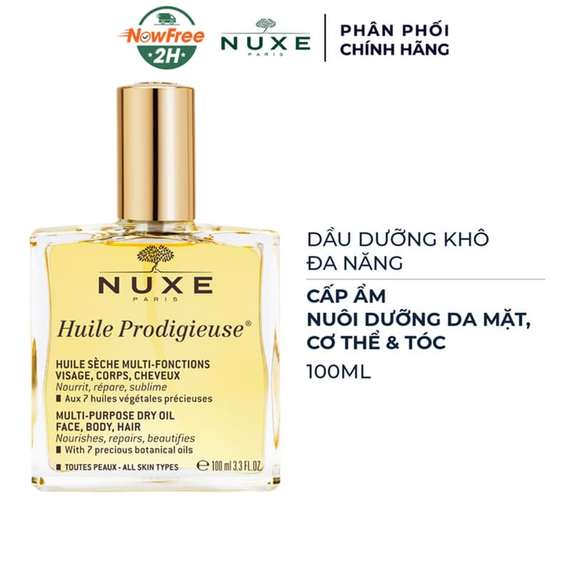 Dầu Khô Đa Năng Nuxe Dưỡng Ẩm Cho Da Mặt, Body Và Tóc 100ml
