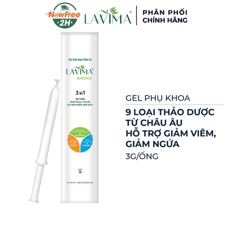 Gel Phụ Khoa Lavima Thảo Dược Châu Âu Giảm Viêm Ngứa 3g/Ống