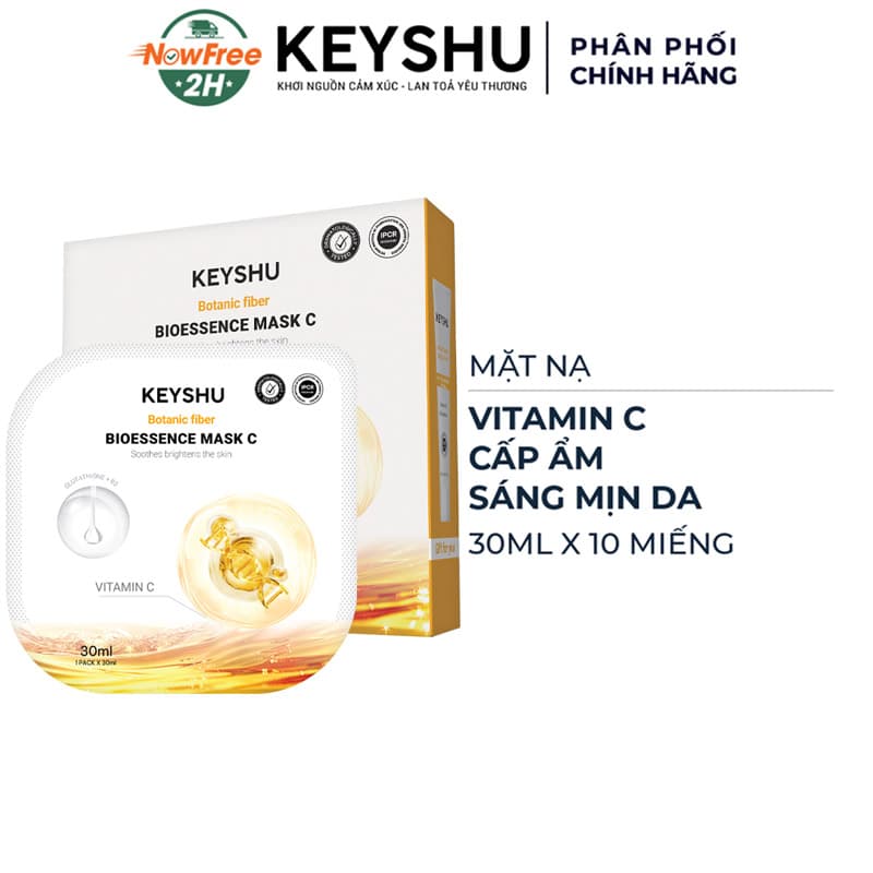 Hộp 10 Mặt Nạ Keyshu Vitamin C Cấp Ẩm, Sáng Mịn Da 30ml