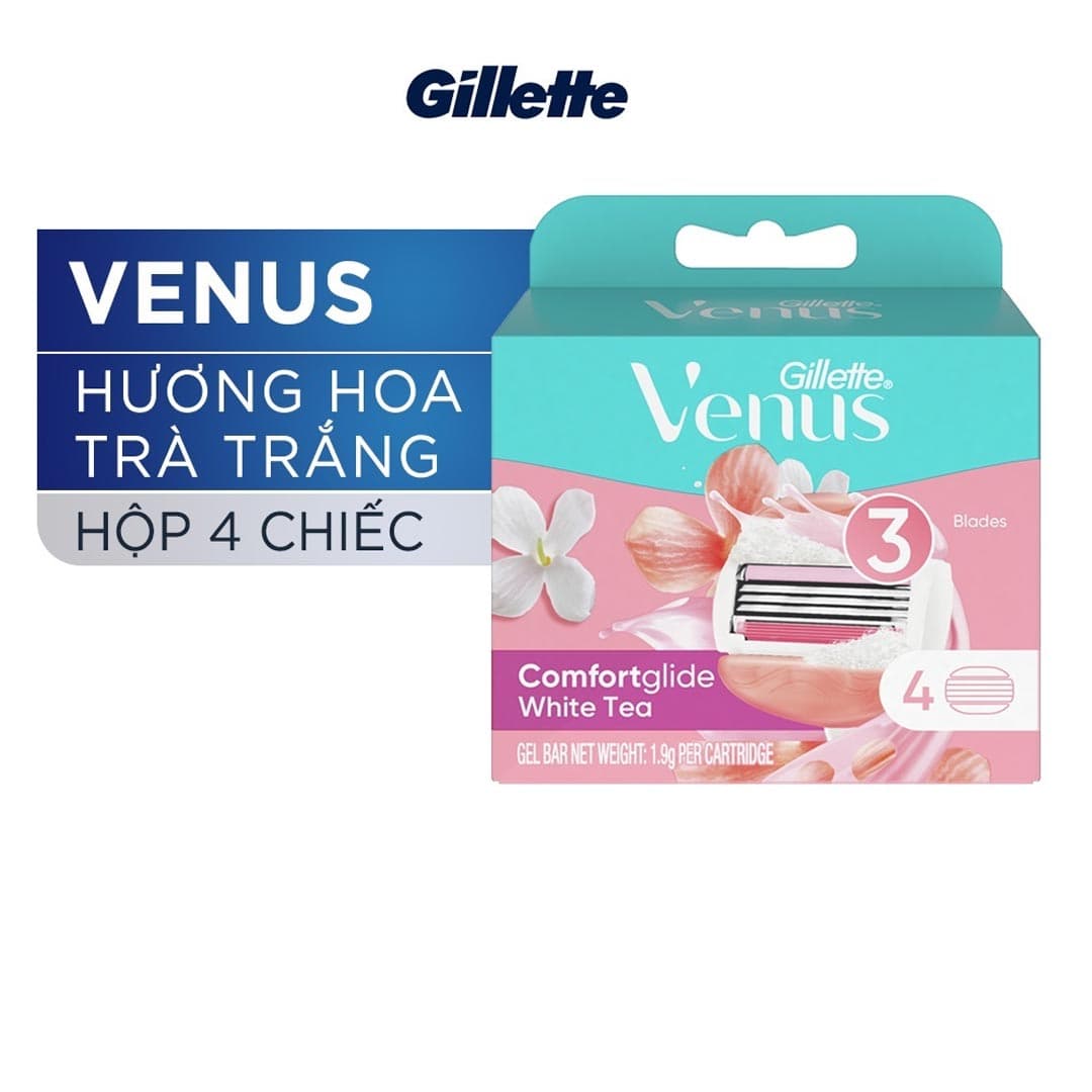 Lưỡi Dao Cạo Nữ Gillette Venus Hoa Trà Trắng Hộp 4 Cái