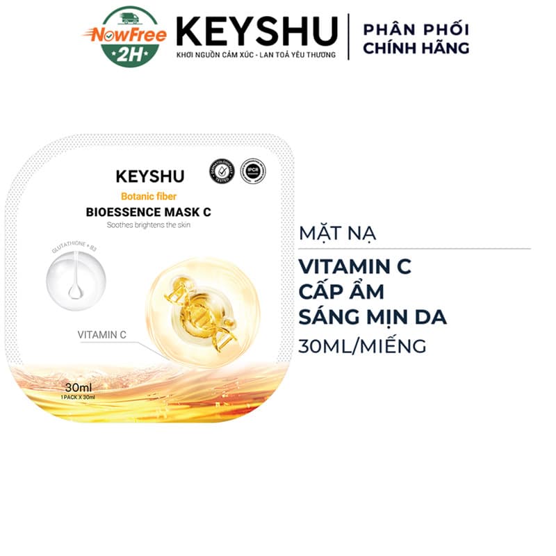 Mặt Nạ Keyshu Vitamin C Cấp Ẩm, Sáng Mịn Da 30ml