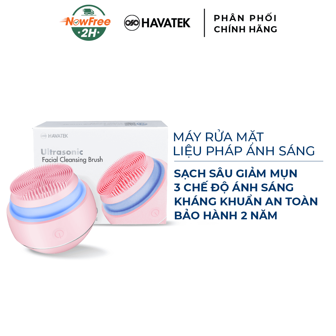 Máy Rửa Mặt Havatek Sóng Siêu Âm & Liệu Pháp Ánh Sáng Màu Hồng